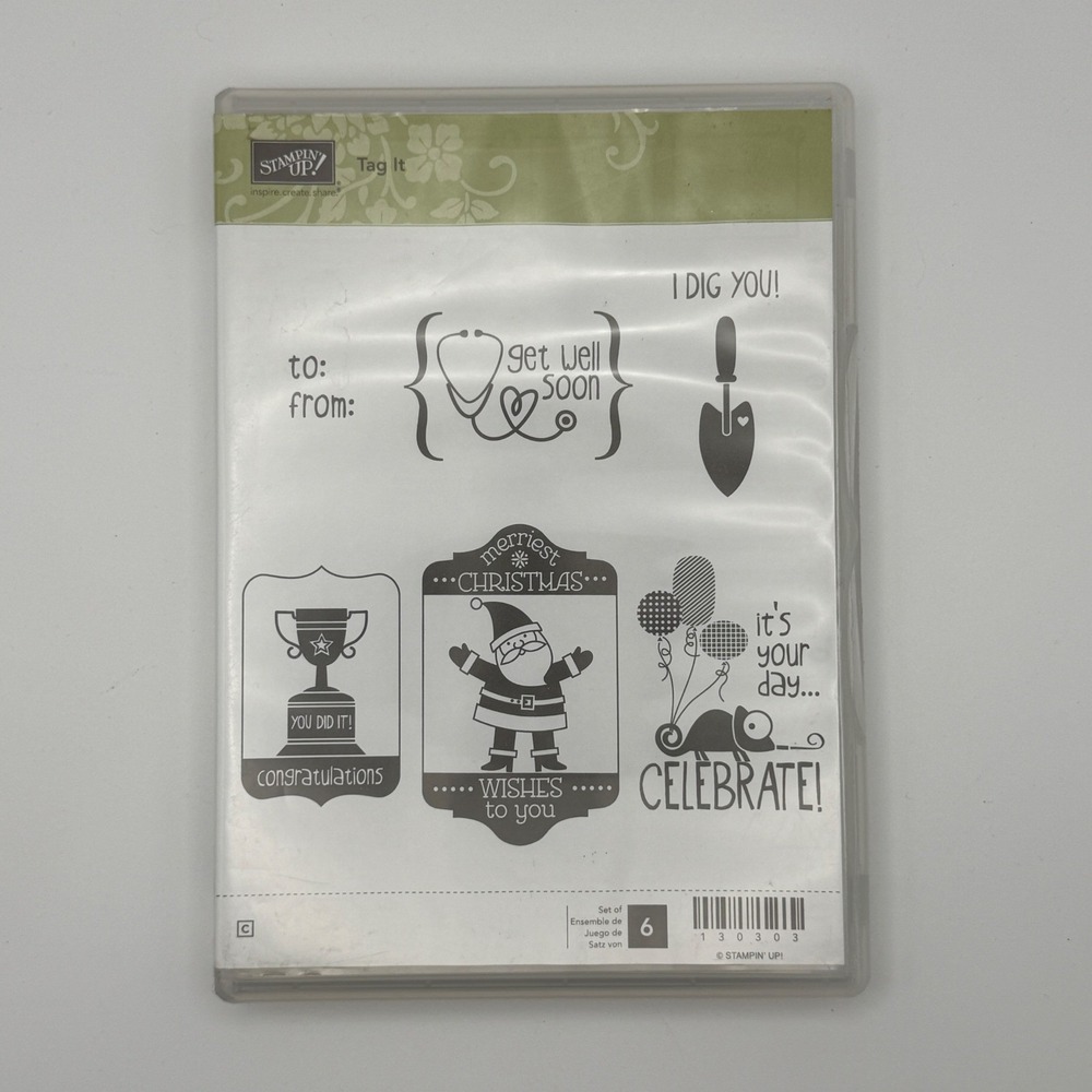 Stampin‎ Up Tag It Clear Mount Rubber Stamp Set 130303 6 Piece All Occasion New